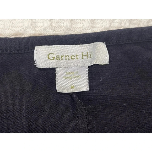 Garnet Hill Tiered Ruffle Knit Dress Size Medium Black Midi Rayon Cotton Stretch - Picture 9 of 11